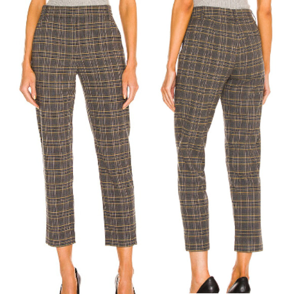 NWT Something Navy Plaid High Waisted Trouser Pants Brown Combo Women's Size 4 - Picture 1 of 7